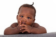 innocent african american baby boy closeup