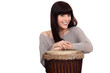 Woman posing with her drum
