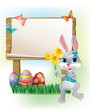 Wooden sign with Easter Bunny