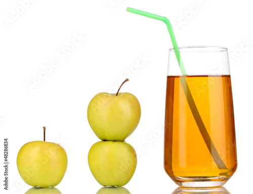 Photo: Useful apple juice with apples around isolated on white Useful apple juice with apples around isolated on white