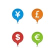 colorful currency map pointers