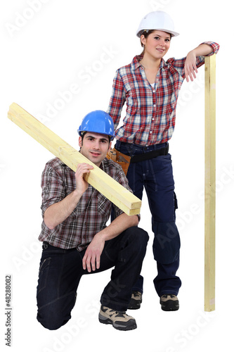 Photo: craftsman and craftswoman posing together craftsman and craftswoman posing together