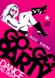 Go-go party design template with fashion girl and place for text