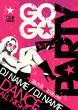 Go-go party design template with fashion girl and place for text