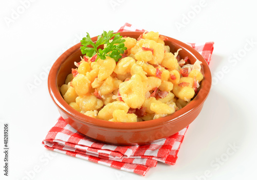 Photo: Small potato dumplings with bacon and cabbage Small potato dumplings with bacon and cabbage
