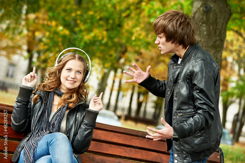 Photo: young couple in stress relationship young couple in stress relationship