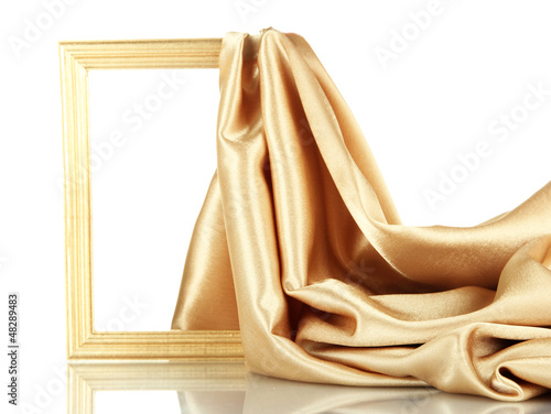 Photo: empty frame with silk, isolated on white empty frame with silk, isolated on white