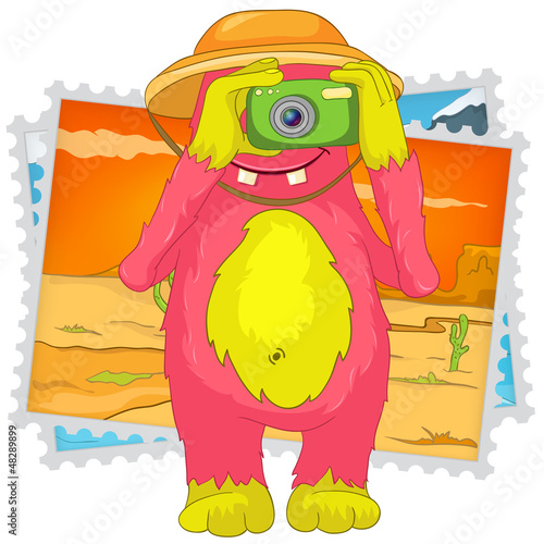 Vector: Funny Monster. Tourist Photographer. Funny Monster. Tourist Photographer.