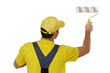painter man in uniform with paint roller