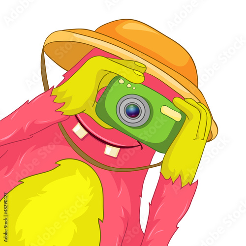 Vector: Funny Monster. Tourist Photographer. Funny Monster. Tourist Photographer.