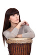 Woman with a djembe drum