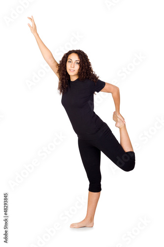 Photo: Brunette Woman Doing Yoga Exercises Brunette Woman Doing Yoga Exercises