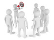 orator speaks in megaphone. Isolated 3D image