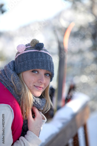 Photo: Woman outside on a cold winter's day Woman outside on a cold winter's day