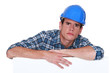 A glaring tradesman