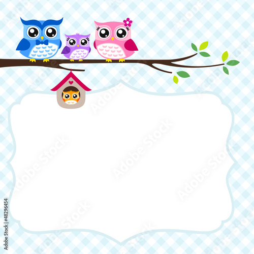 Vector: owl baby shower invitation card set owl baby shower invitation card set