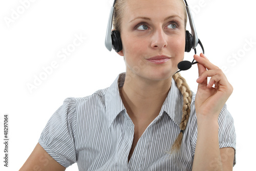 Illustration: Blond call-center agent Blond call-center agent
