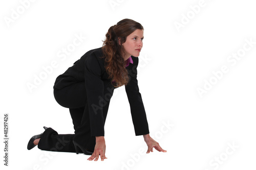 Photo: Businesswoman on the starting blocks Businesswoman on the starting blocks