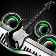 Black Guitar Hexagons Background