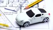 Video: A garage for new car with blue print and a model. A garage for new car with blue print and a model.