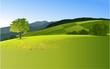 Country landscape with mountains