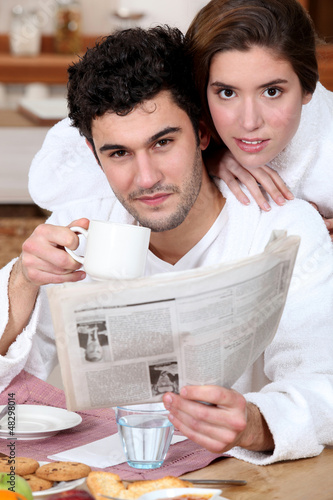 Photo: A nice couple over breakfast. A nice couple over breakfast.