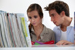 students in a library