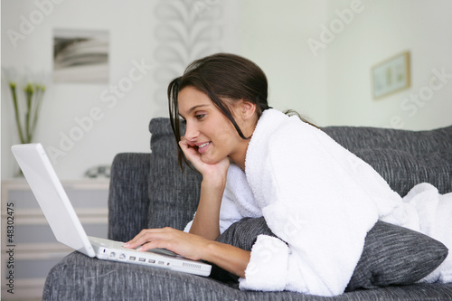Photo: woman relaxing at home woman relaxing at home