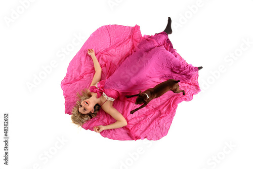 Photo: girl with pink dress girl with pink dress