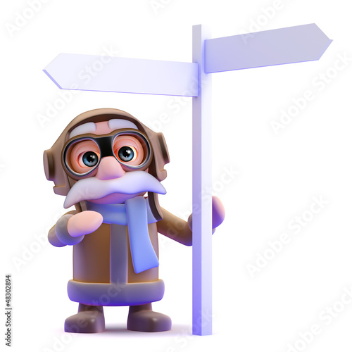 Illustration: Pilot takes directions from road sign Pilot takes directions from road sign