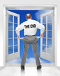 Bankruptcy metaphor.  Businessman with empty pockets.
