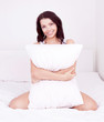 woman with a pillow