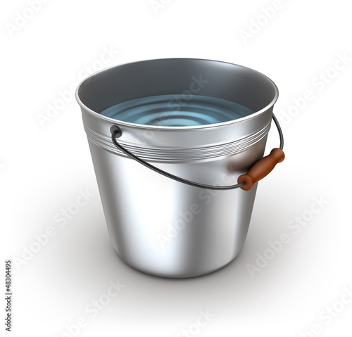 Illustration: Metal bucket full of water. Isolated on white Metal bucket full of water. Isolated on white