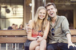 Happy couple on bench