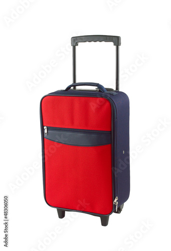 Photo: Red and blue luggage with two wheels Red and blue luggage with two wheels