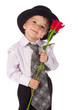 Little boy with red rose