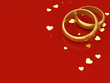 Illustration: Golden wedding rings on red background Golden wedding rings on red background