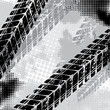 Black tire track on gray