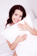 woman with a pillow