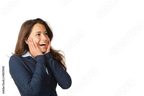 Photo: young woman surprise, isolated on white background young woman surprise, isolated on white background