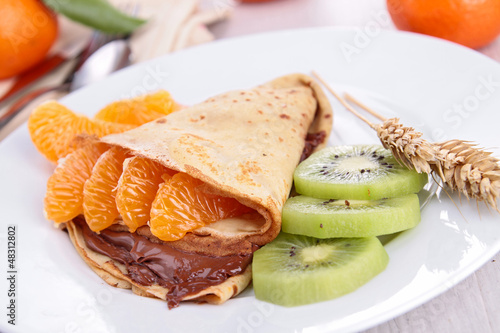 Photo: crepe with fruit and chocolate crepe with fruit and chocolate