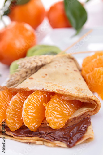 Photo: crepe with fruit and chocolate crepe with fruit and chocolate