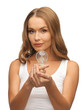 woman with energy saving bulb