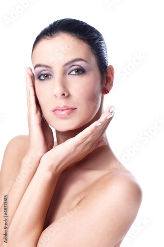 Photo: Portrait of attractive woman with bare shoulders Portrait of attractive woman with bare shoulders