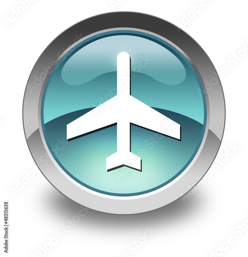 Illustration: Light Blue Glossy Pictogram "Airport / Airplane" Light Blue Glossy Pictogram "Airport / Airplane"