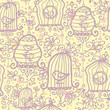 Vector doodle birdcages seamless pattern background with hand