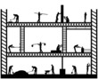 Illustration of team workers working on scaffold