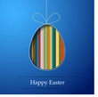 A striped egg on a blue background