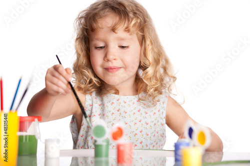 Photo: Girl, draws paint Girl, draws paint