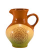 retro craft handmade clay jug pitcher on white
